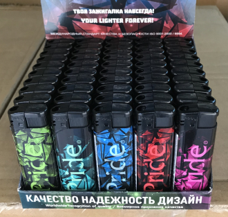 Зажигалки пьезо Pride E-100 Colored Shards High Standart Quality 50 шт