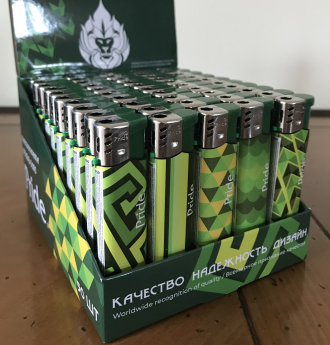 Зажигалки пьезо Pride E-050 Green Mosaik 50шт