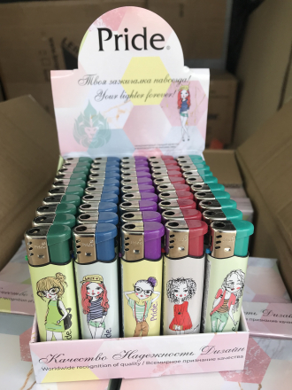 Зажигалки пьезо Pride E-050 Pretty Girl 50шт