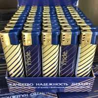 Зажигалки пьезо Pride E-050 Lux Gold & Blue 50шт