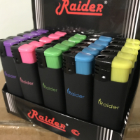 Зажигалки пьезо Raider 605-R Rubber Black прорезиненная с логотипом черная большая 25шт.