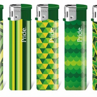 Зажигалки пьезо Pride E-050 Green Mosaik 50шт